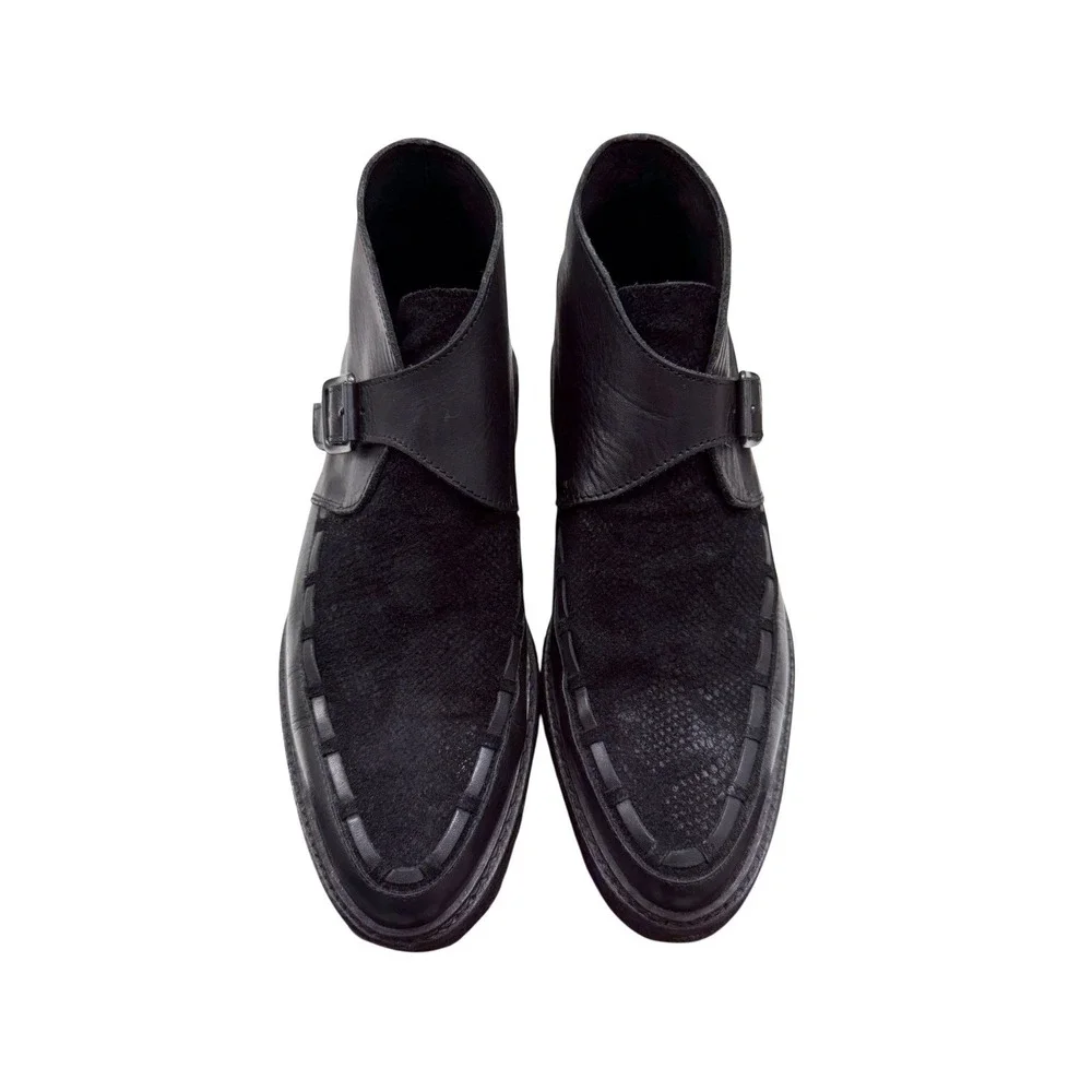 All Saints Caleb leather & suede monk strap ankle boots Crepe Sole Mens 39 6.5-7